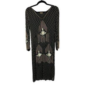 Vintage 100% Silk Beaded Dress Size M